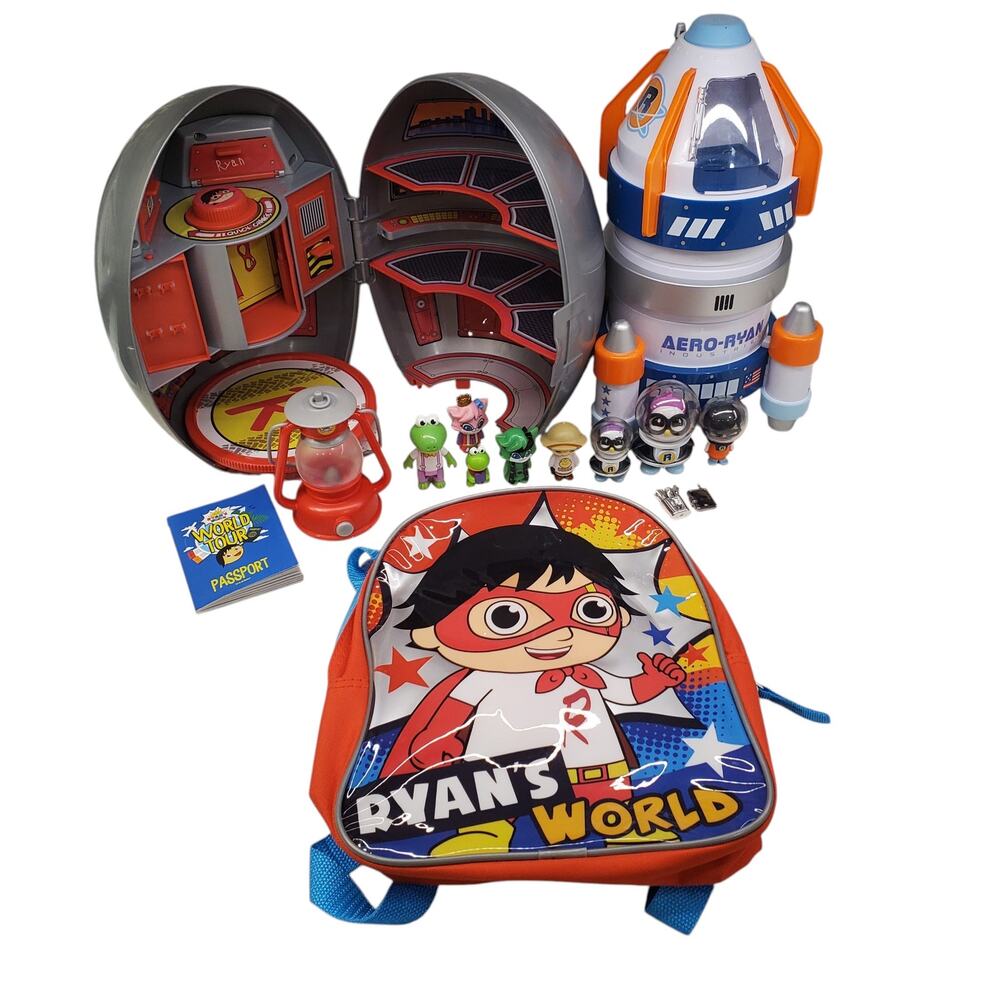 Ryans World Galaxy Explorer Aero Ryan Spaceship Rocket Playset Backpack Bundle